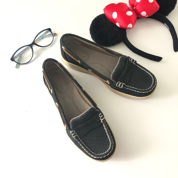 Sperry Shoes - Sperry Top Sider Slip-on Loafers Black & Gold 6.5M